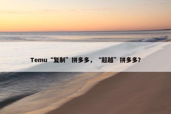 Temu“复制”拼多多，“超越”拼多多？