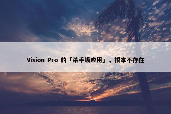 Vision Pro 的「杀手级应用」，根本不存在
